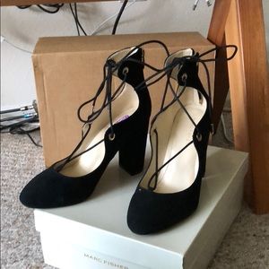 BLACK LACE UP MARC FISHER HEELS!!!🖤